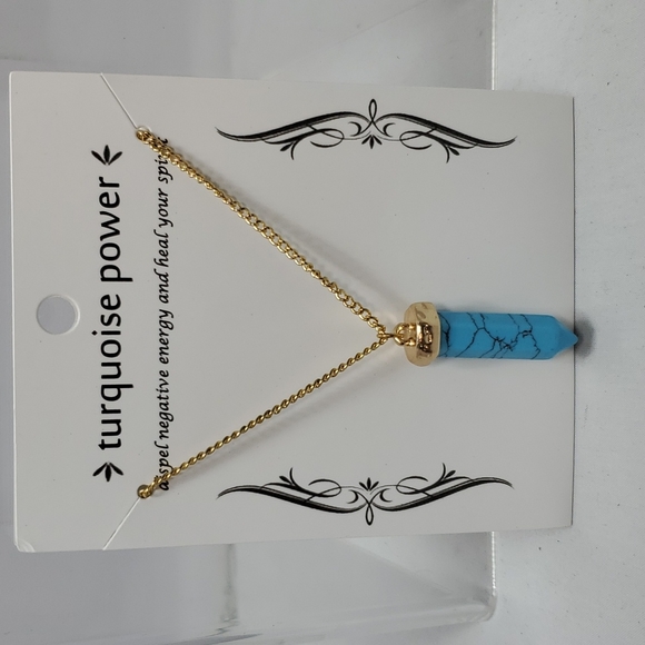 Turquoise stone gold chain necklace - Picture 2 of 3